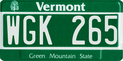VT license plate WGK265