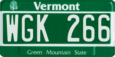 VT license plate WGK266