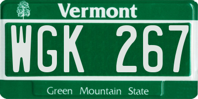 VT license plate WGK267