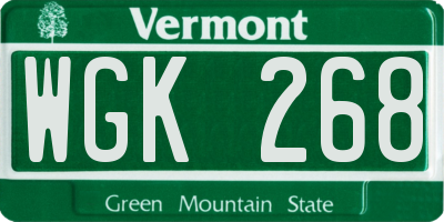 VT license plate WGK268
