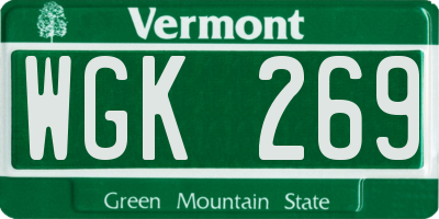 VT license plate WGK269