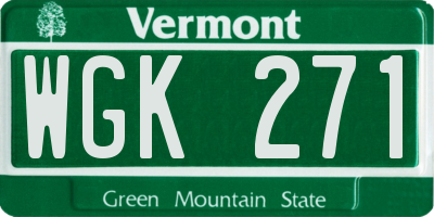 VT license plate WGK271