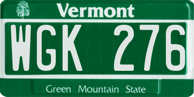VT license plate WGK276