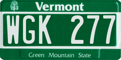 VT license plate WGK277
