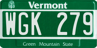 VT license plate WGK279