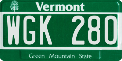 VT license plate WGK280