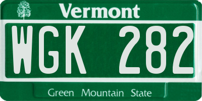 VT license plate WGK282
