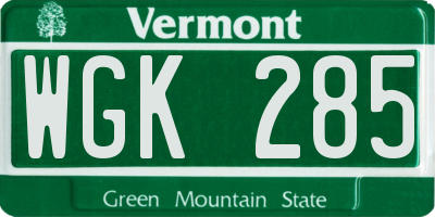 VT license plate WGK285