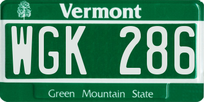 VT license plate WGK286