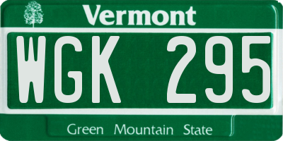 VT license plate WGK295