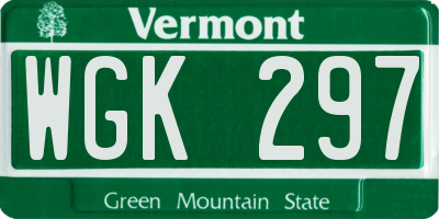 VT license plate WGK297