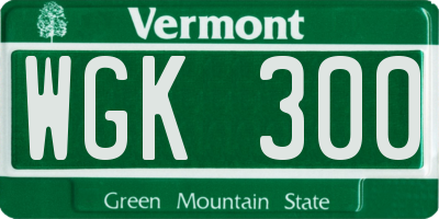 VT license plate WGK300