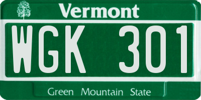 VT license plate WGK301
