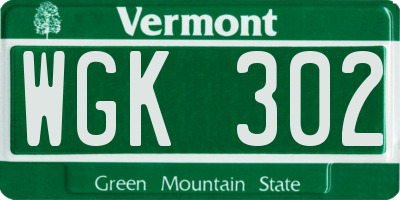 VT license plate WGK302