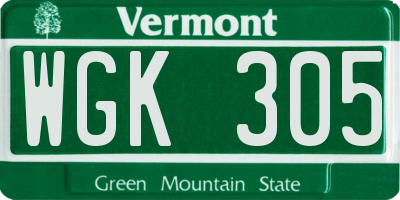 VT license plate WGK305