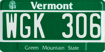 VT license plate WGK306