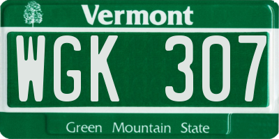 VT license plate WGK307