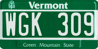 VT license plate WGK309