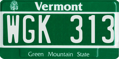 VT license plate WGK313