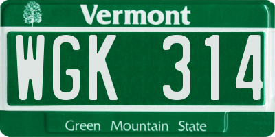 VT license plate WGK314