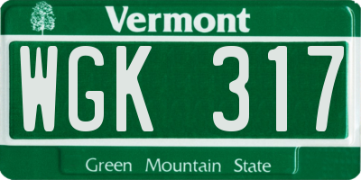 VT license plate WGK317