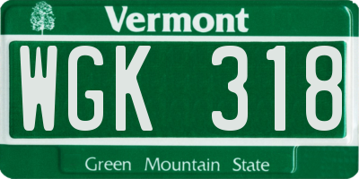 VT license plate WGK318