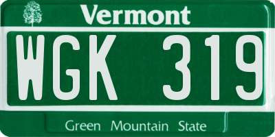 VT license plate WGK319
