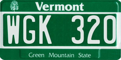 VT license plate WGK320