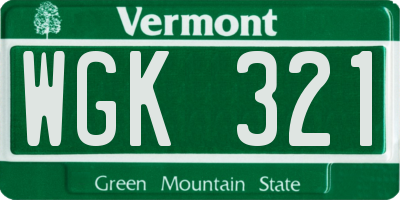 VT license plate WGK321