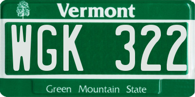 VT license plate WGK322