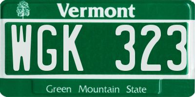 VT license plate WGK323