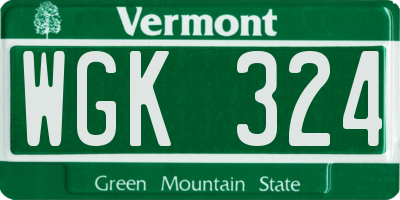 VT license plate WGK324