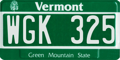 VT license plate WGK325