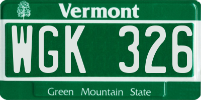 VT license plate WGK326