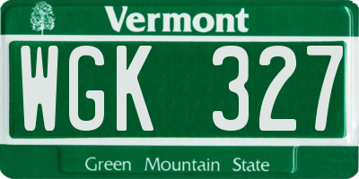 VT license plate WGK327
