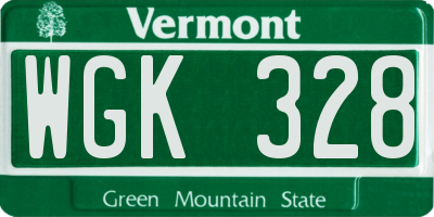 VT license plate WGK328