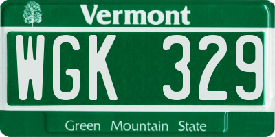 VT license plate WGK329