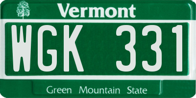 VT license plate WGK331