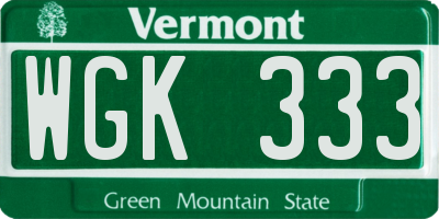 VT license plate WGK333