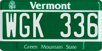 VT license plate WGK336