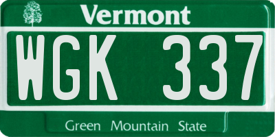VT license plate WGK337