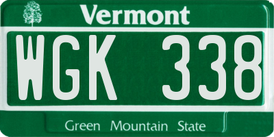 VT license plate WGK338