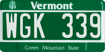 VT license plate WGK339