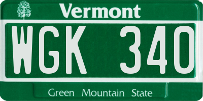 VT license plate WGK340