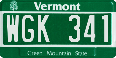 VT license plate WGK341