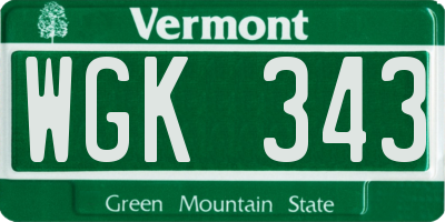 VT license plate WGK343
