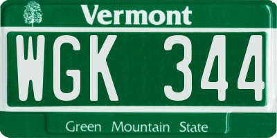 VT license plate WGK344