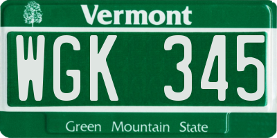 VT license plate WGK345