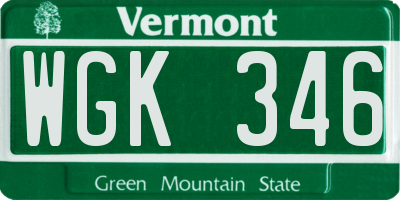 VT license plate WGK346