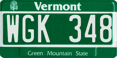 VT license plate WGK348